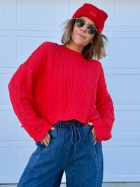 Romantic Red Cable Knit