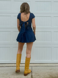 Round Up Denim Romper Dress