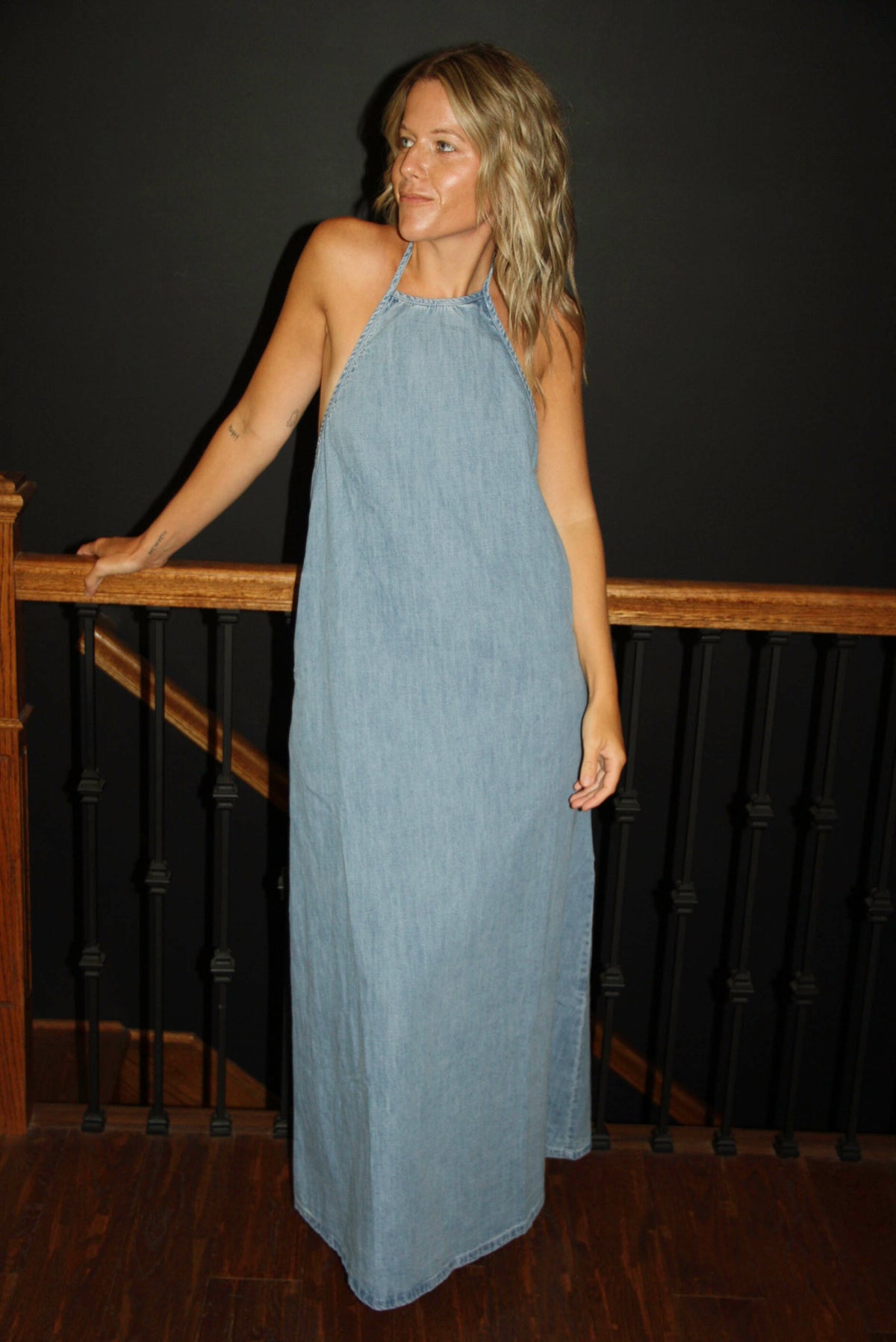 Denim Halter Maxi