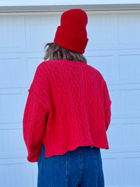 Romantic Red Cable Knit