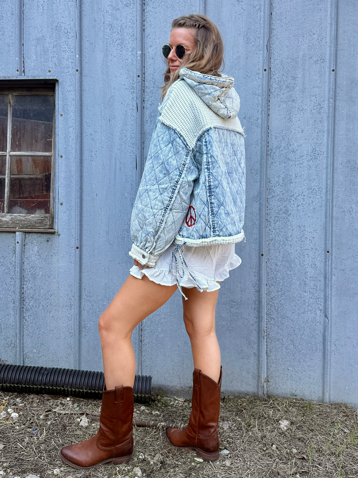 Take It Easy Denim Hoodie-LAST ONE