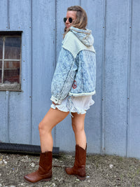 Take It Easy Denim Hoodie-LAST ONE