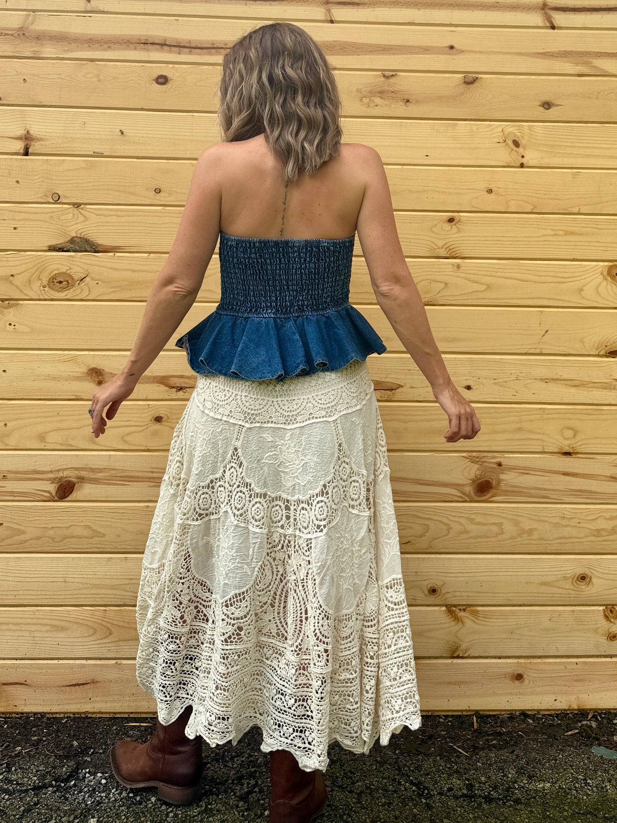 Denim Peplum Top-LAST ONE