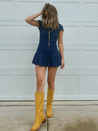 Round Up Denim Romper Dress