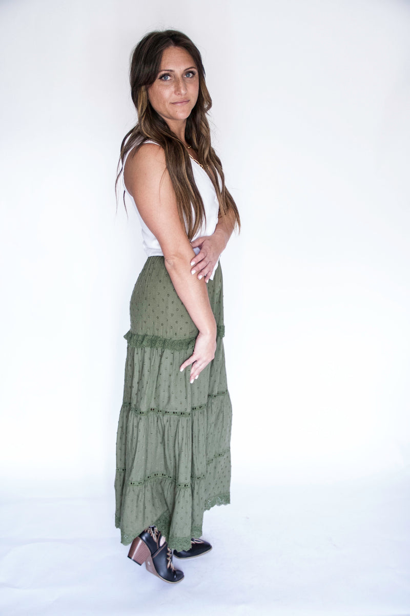 Olive Slit Skirt