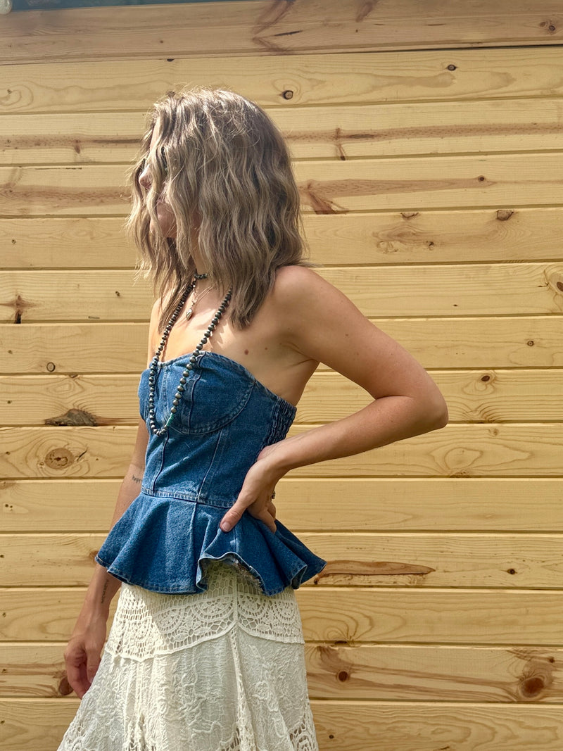 Denim Peplum Top-LAST ONE