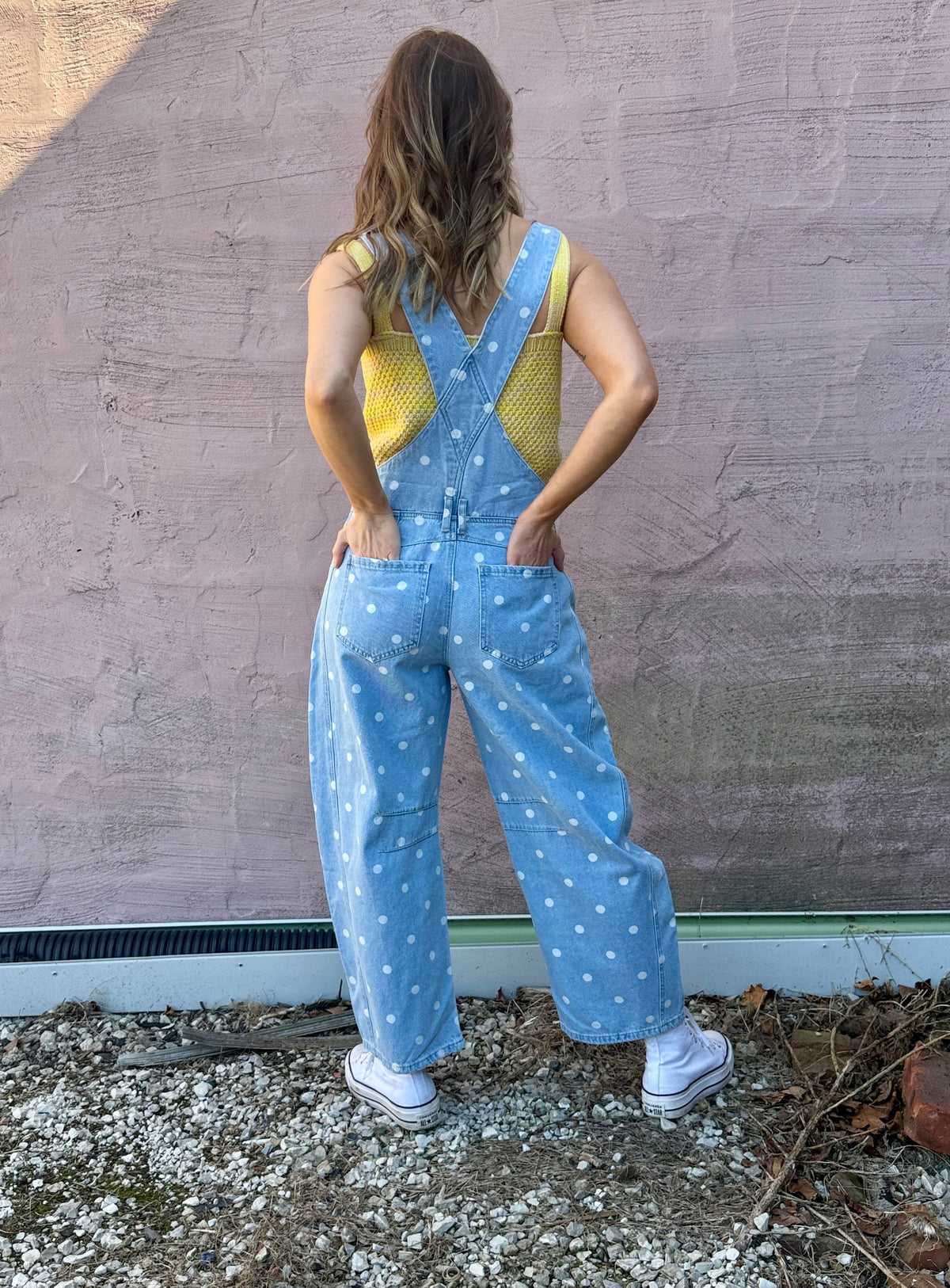 Denim Dottie Barrel Overalls