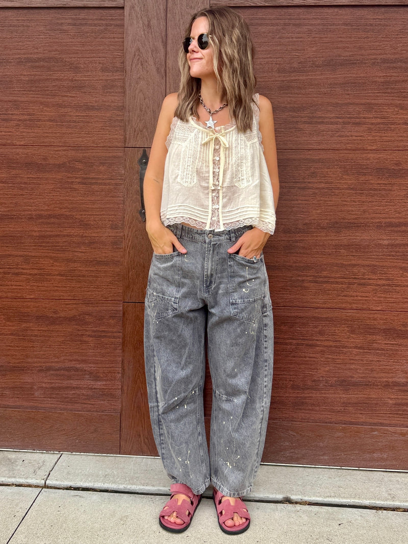 Splatter Paint Barrel Jeans