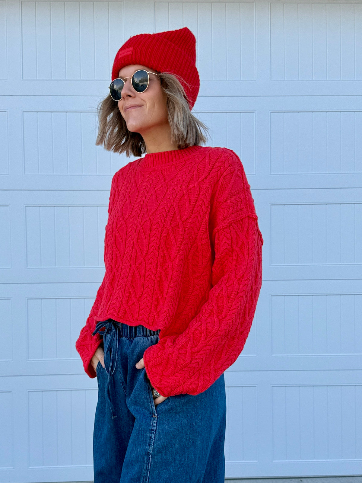 Romantic Red Cable Knit
