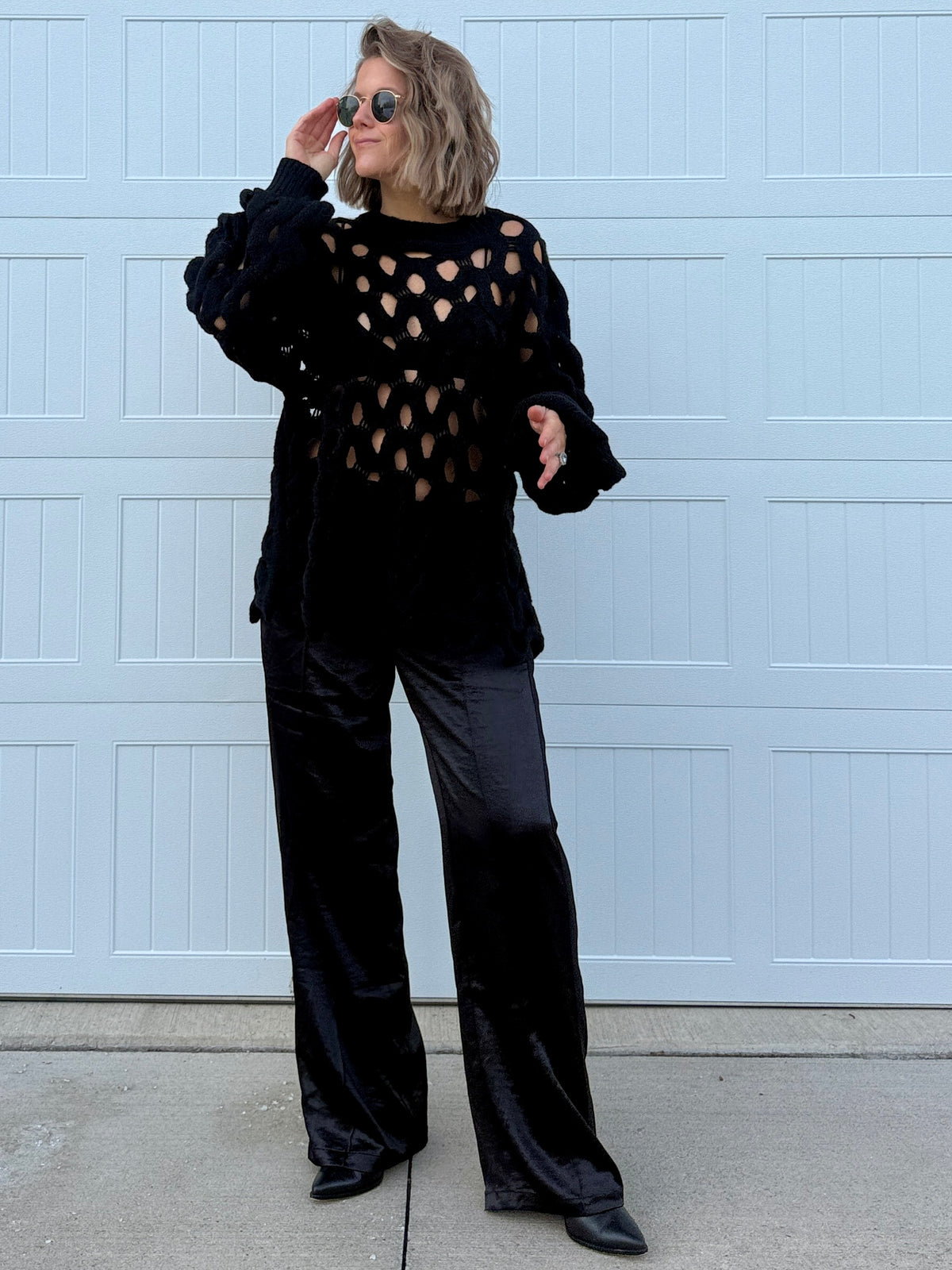 Sally Black Satin Pant