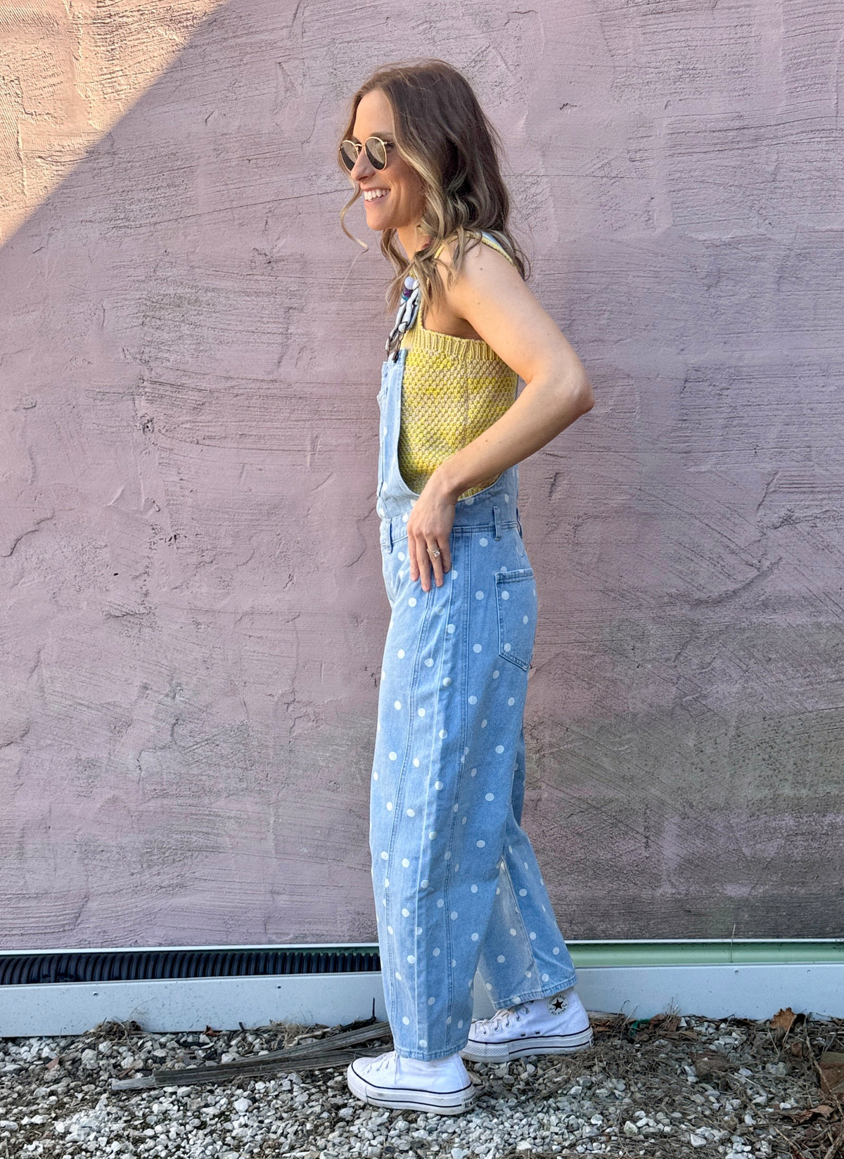 Denim Dottie Barrel Overalls