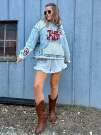 Take It Easy Denim Hoodie-LAST ONE