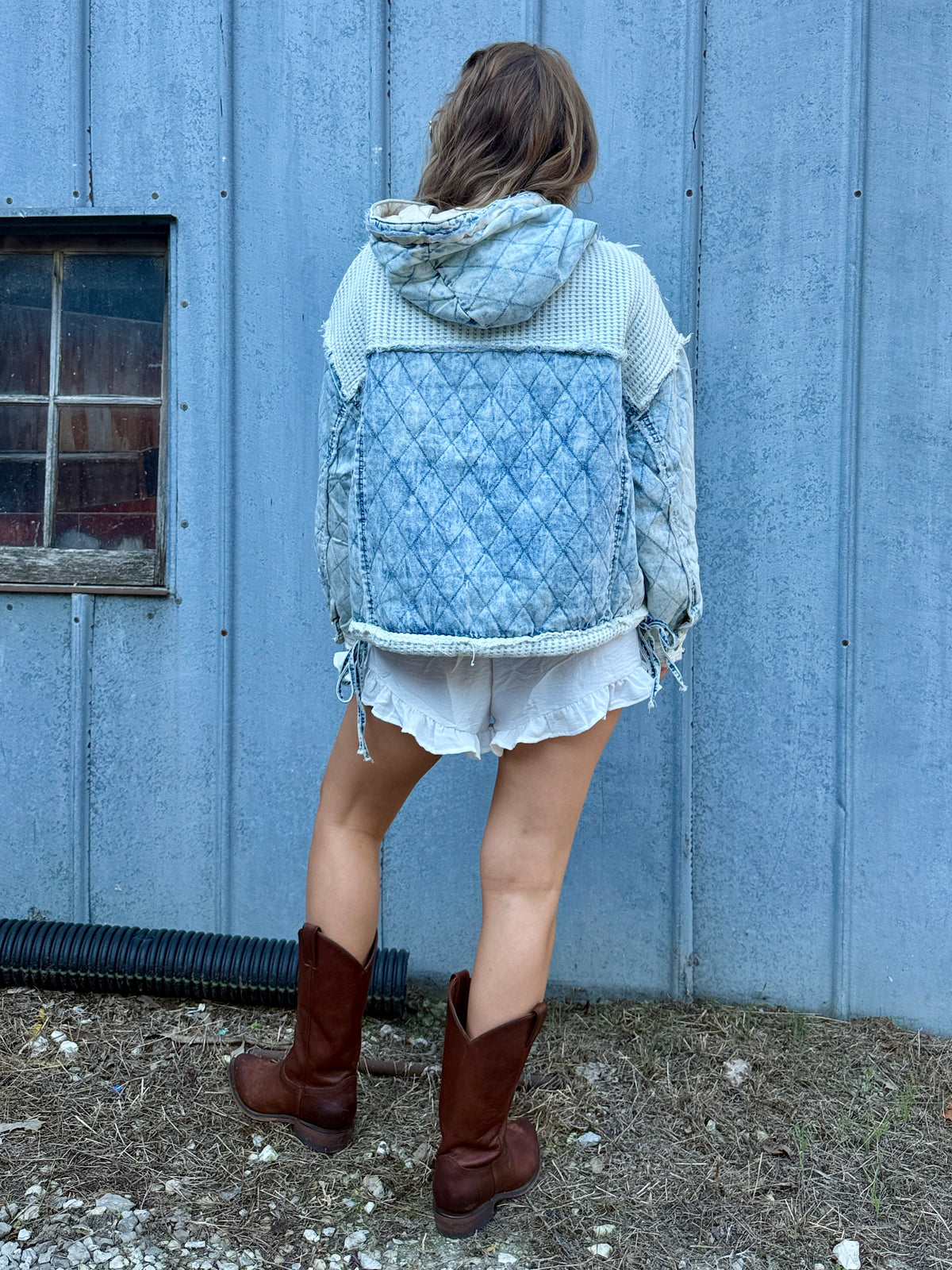 Take It Easy Denim Hoodie-LAST ONE