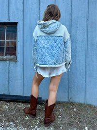 Take It Easy Denim Hoodie-LAST ONE