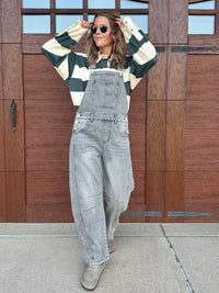 Grey Wash Barrel Bibs