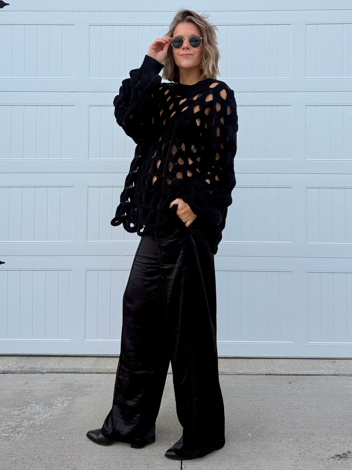 Sally Black Satin Pant