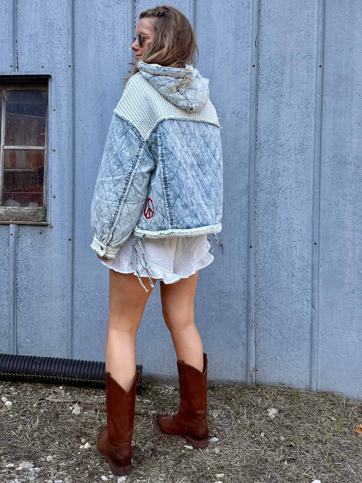 Take It Easy Denim Hoodie-LAST ONE