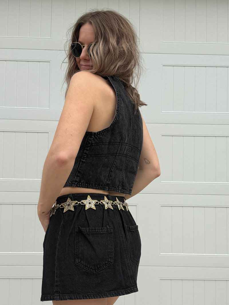 Hey Lover Black Denim Top