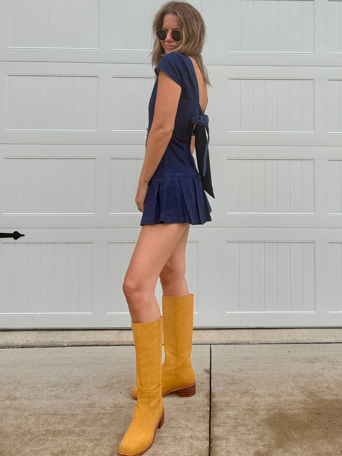Round Up Denim Romper Dress