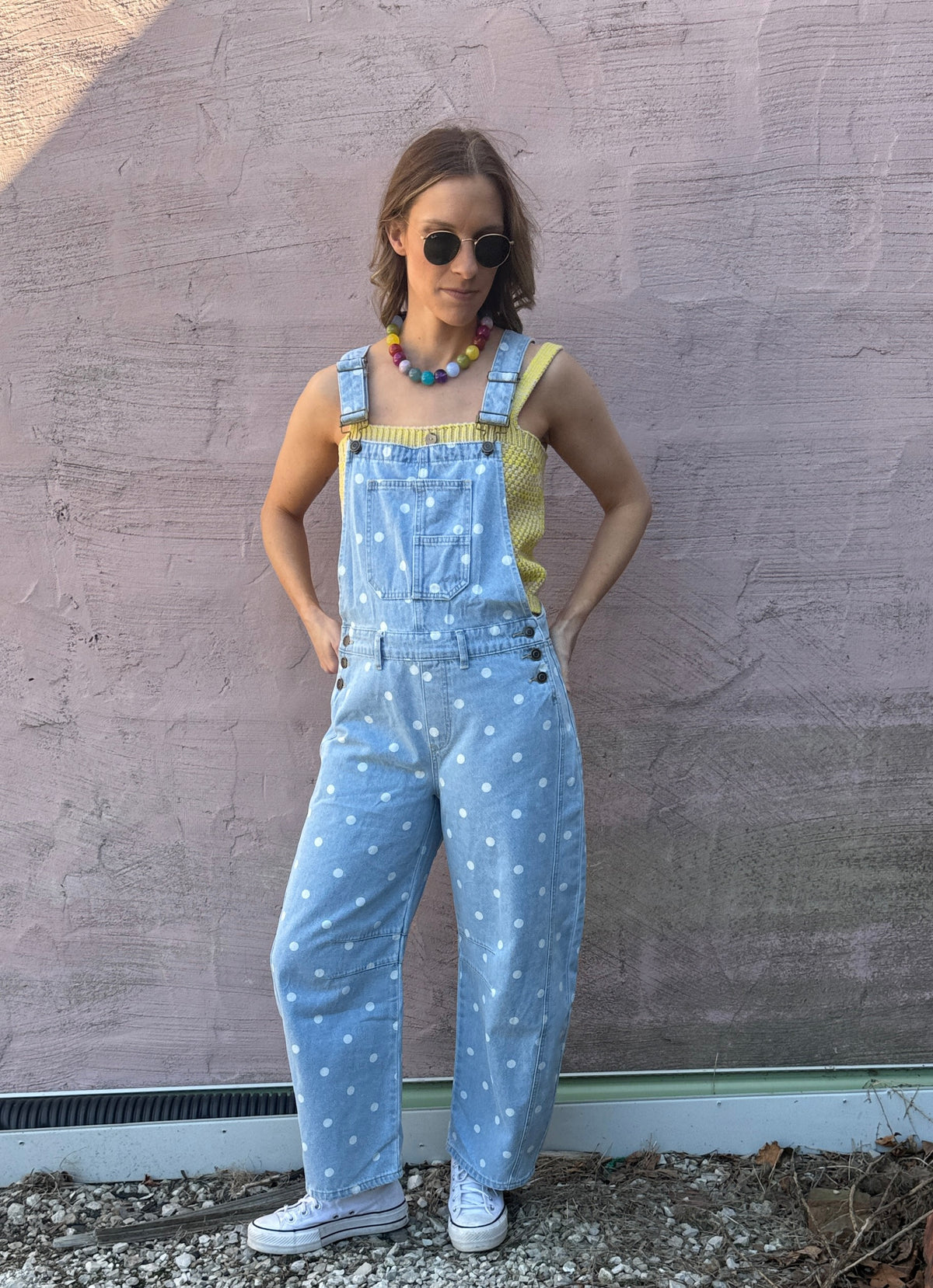 Denim Dottie Barrel Overalls
